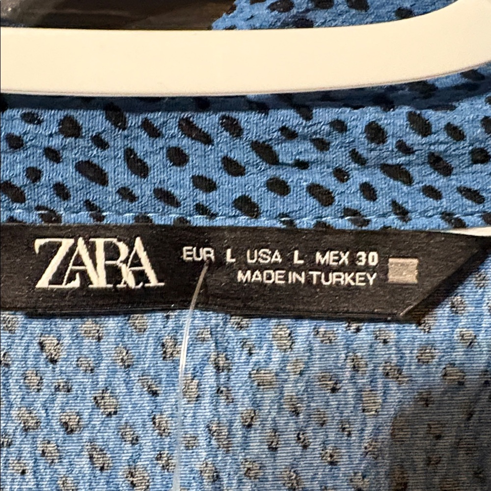 Zara Blue/Black pattern Blouse Size L - Picture 2 of 2